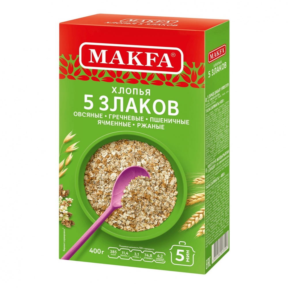 Хлопья Макфа 400г Овсяные 5 злаков