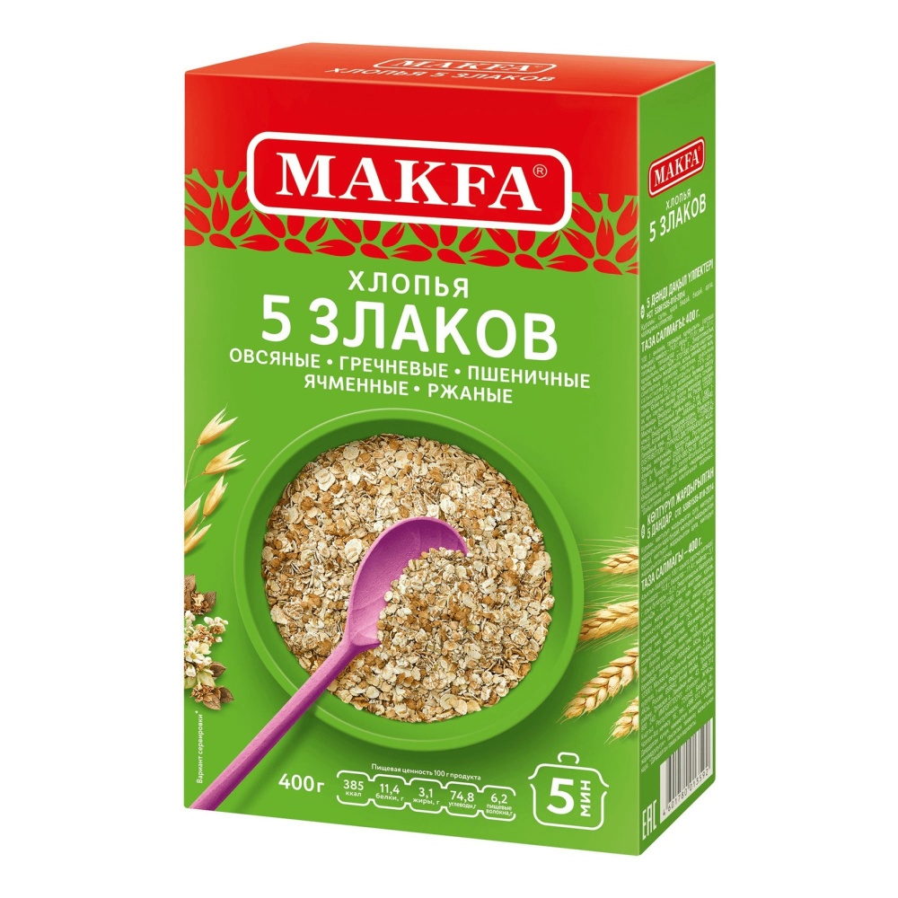 Хлопья Макфа 400г Овсяные 5 злаков
