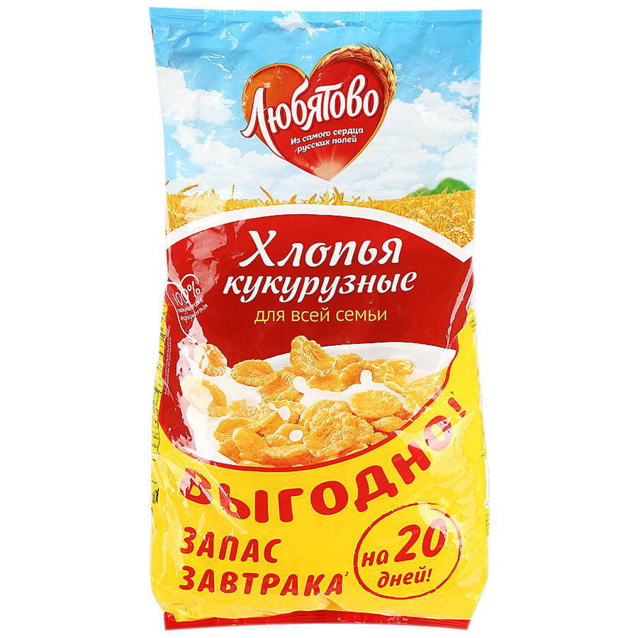 Любятово хлопья 600г кукурузные