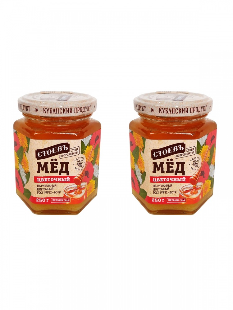 Стоевъ мед 250г Цветочный ст/б