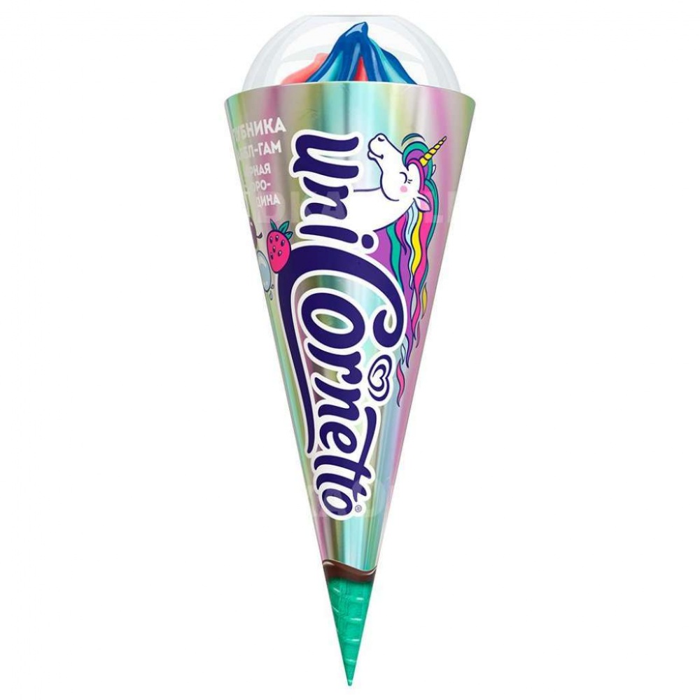 Мороженое Инмарко 74г Рожок Корнетто Единорог Бабл гам (24)