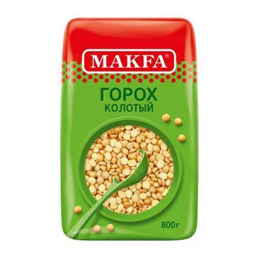 Горох Макфа 800г колотый шлифованный