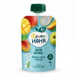 Пюре ФрутоНяня 90г из Яблок и Манго с йогуртом 6+ д/п