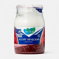 Йогурт двухслойный Лактика 190г Греческий с малиной 3%