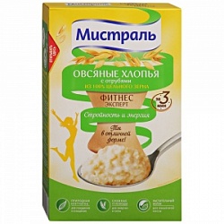 Хлопья Мистраль 400г Овсяные с отрубями Фитнес Эксперт