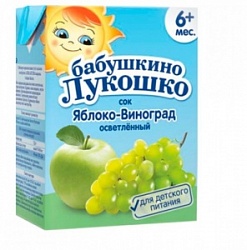 Сок Бабушкино Лукошко 200мл Яблочно-виноградный осветленный т/п