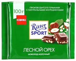 Шоколад Риттер Спорт 100г молоч. дробленый лесной орех