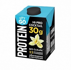Коктейль молочный LetsGo 500г Высокобелковый Ваниль 0% безлактозный ТБА