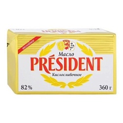 Масло Президент 360г Сливочное н/сол 82,5%