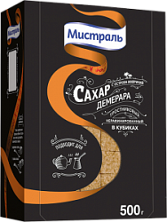 Сахар Мистраль 500г трост.н/раф Демерара в кубиках
