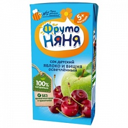 Сок ФрутоНяня 200м л Яблоко-Вишня осветл 5мес+
