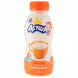 Ряженка Агуша 180г детская 3,2% 12мес+ бут