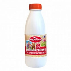 Молоко Вкуснотеево 0,9л пастер 3,2% бут