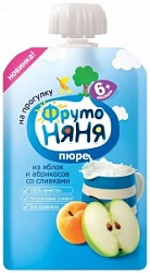 ФрутоНяня пюре 90г д/дет.пит. Яблоко-Абрикос-Сливки д/п