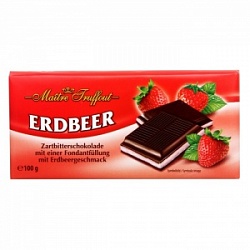 Шоколад Мэтр Трюффо 100г с клубнично-кремовой начинкой