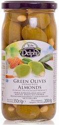 Оливки Дельфи 350г фаршированные миндалем ст/б