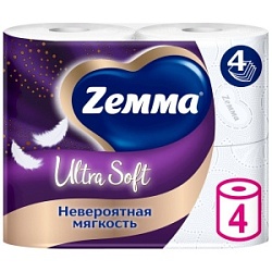 Бумага туалетная Земма 4-х сл. 4рул.Ультра Софт