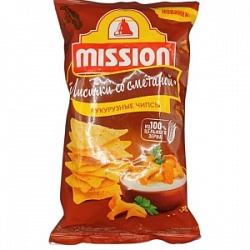 Чипсы Миссион 150г кукурузные со вкусом лисички со сметаной