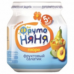 ФрутоНяня пюре 100г натур для пит детей ранн возр Фруктовый салатик