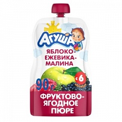 Пюре Агуша 90г фруктовое Яблоко-Ежевика-Малина д/пак