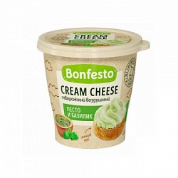 Сыр творожный Бонфесто 125 Кремчиз воздушный Песто и Базилик 65%