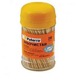 Зубочистки Патерра 200шт бамбуковые в баночке