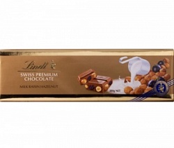 Шоколад Линд Голд 300г молочный с фундуком и изюмом