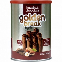 Вафельные трубочки Голден Брэйк Тритс 135г Орех ж/б Квартет
