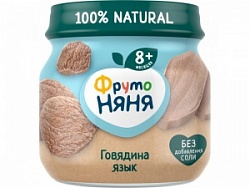 Пюре ФрутоНяня 80г из Говядины с языком 6+ ст/б