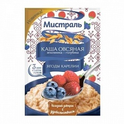 Каша Мистраль 40г овсяная Земляника-голубика (Ягоды Карелии)
