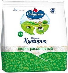 Творог Савушкин 350г Рассыпчатый 5% пакет