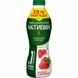 Йогурт АктиБио 870г Клубн-Земл 1,5% бут