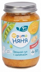 Суп ФрутоНяня 190г овощной с цыпленком.обог желез.8+ ст/б